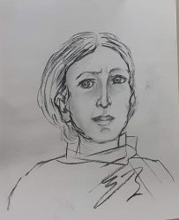 team building participant artwork of a woman